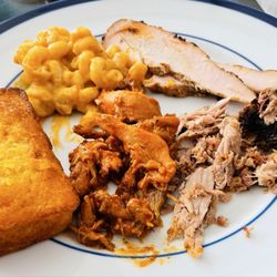 Cornbread, Mac & Cheese, Turkey, Chopped Pork, Chicken