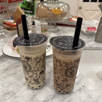 Boba Ave Express - right: brown sugar milk tea right: jasmine green milk tea - Bubble Tea Near Me - Arcadia, California