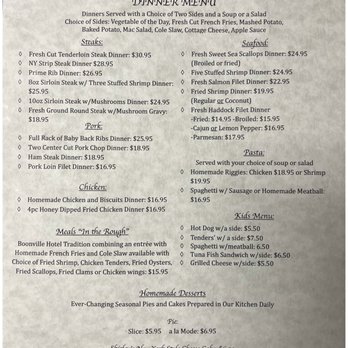 Boonville Hotel - Updated Dinner Menu (4/1/23) - Hotels Near Me - Boonville, New York Boonville Hotel - Updated Dinner Menu (4/1/23) - Hotels Near Me - Boonville, New York