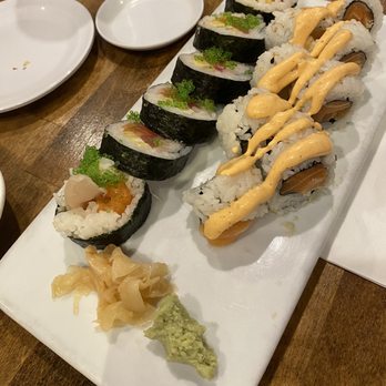 Midtown Sushi and Ramen - Geisha (left) and spicy salmon (right) rolls - Sushi Bars Near Me - Saint Louis, Missouri Midtown Sushi and Ramen - Geisha (left) and spicy salmon (right) rolls - Sushi Bars Near Me - Saint Louis, Missouri