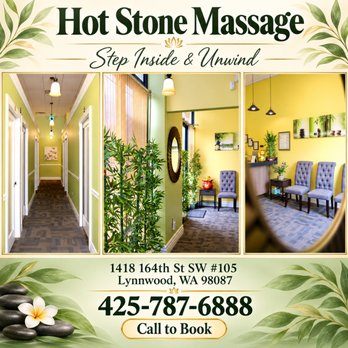 Hot Stone Massage - Our traditional full body massage in Lynnwood, WA
includes a combination of different massage therapies like
Swedish Massage... - Massage Near Me - Lynnwood, Washington Hot Stone Massage - Our traditional full body massage in Lynnwood, WA
includes a combination of different massage therapies like
Swedish Massage... - Massage Near Me - Lynnwood, Washington