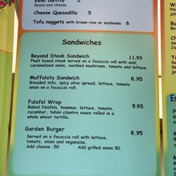 Veg Out - The first 3 sandwiches are vegan, but the garden burger is not.