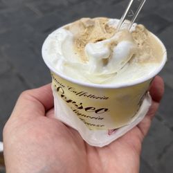Bar Perseo - stracciatella and tiramisu gelato - served very melted