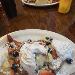 Creamy fruit french toast, quite yummy turkey blt with onion rings