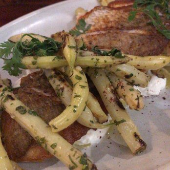 Manuela - sea bream filet, blistered beans, labne, salsa verde ($30) - New American Near Me - Los Angeles, California