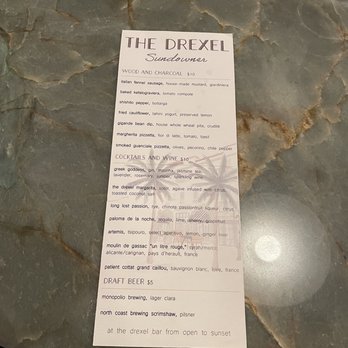 The Drexel - Happy hour menu, may have to sit at the bar to get - Mediterranean Near Me - Miami Beach, Florida