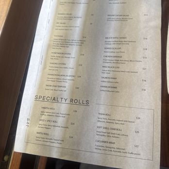 Shio - Himitsu menu for pricing difference - Japanese Near Me - La Jolla, California