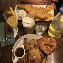 Fish and chips and chicken roast Fish and chips and chicken roast