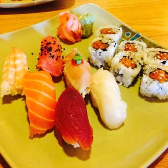 Oishii - Lunch special 11 (subbed Cali roll with a spicy salmon roll) - Sushi Bars Near Me - Houston, Texas Oishii - Lunch special 11 (subbed Cali roll with a spicy salmon roll) - Sushi Bars Near Me - Houston, Texas