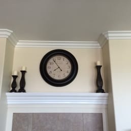 Crown moulding above fireplace. Crown moulding above fireplace.