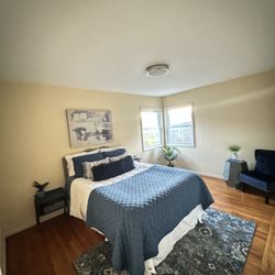 Elevated Interiors Staging & Design - Bedroom of a small 2BD 1BTH in Richmond, Ca.