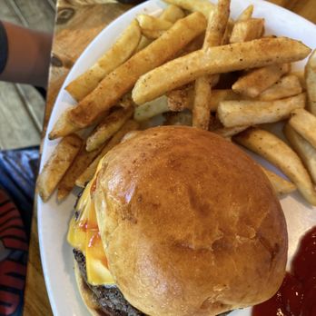 Oaky's Tavern - Cheeseburger with French fries!! Yummy. - American Near Me - Grawn, Michigan Oaky's Tavern - Cheeseburger with French fries!! Yummy. - American Near Me - Grawn, Michigan