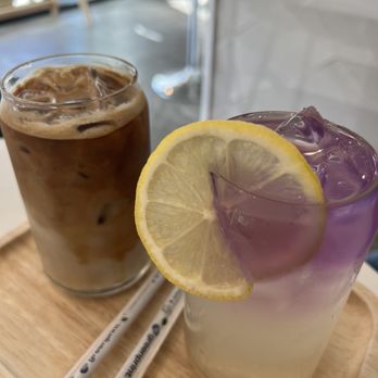 The Well Coffee - Butterfly Pea Lavender Lemonade and ice Latte - Coffee & Tea Near Me - Flushing, New York The Well Coffee - Butterfly Pea Lavender Lemonade and ice Latte - Coffee & Tea Near Me - Flushing, New York