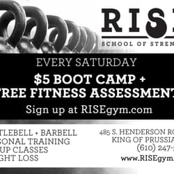 RISE Gym - All winter long we're offering a $5 boot camp every Saturday! Check out RISEgym.com to sign up!