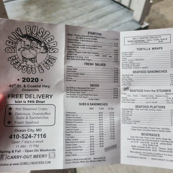 Belly Busters - Dinner menu August 2020 - Seafood Near Me - Ocean City, Maryland Belly Busters - Dinner menu August 2020 - Seafood Near Me - Ocean City, Maryland
