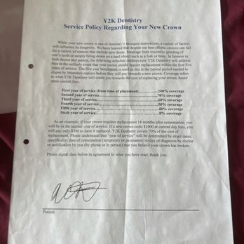 Y2K Dentistry - Warranty he gave to me but didn't accept - General Dentistry Near Me - Sherman Oaks, California Y2K Dentistry - Warranty he gave to me but didn't accept - General Dentistry Near Me - Sherman Oaks, California