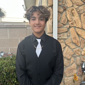 Clint's Tuxedo Shop - Black & white Tie - Freshman yr. - Men's Clothing Near Me - Buena Park, California