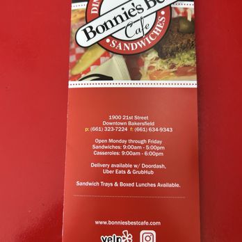 Bonnies Best Cafe - Menu for catering - Sandwiches Near Me - Bakersfield, California Bonnies Best Cafe - Menu for catering - Sandwiches Near Me - Bakersfield, California