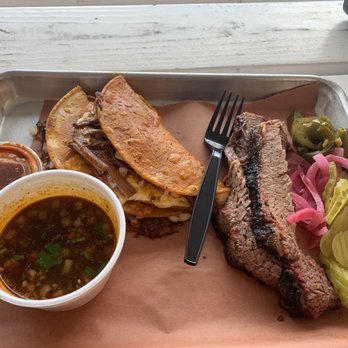 Caldwell County Mexi-Q - 2 birria tacos, 1/4 lb fatty brisket - Barbeque Near Me - Gilbert, Arizona