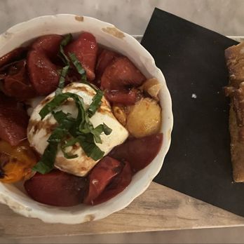 The Cottage - Burrata with tomato and plum 4.5/5 need a tad more bread - Cocktail Bars Near Me - Bothell, Washington