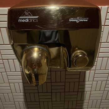 Found Oyster - Gold plated hand dryer in the bathroom. Fancy! - Seafood Near Me - Los Angeles, California