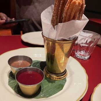 El Presidente - churros with chocolate sauce and raspberry sauce - Mexican Near Me - Washington, DC, District of Columbia El Presidente - churros with chocolate sauce and raspberry sauce - Mexican Near Me - Washington, DC, District of Columbia