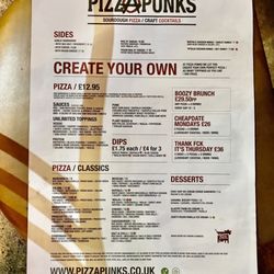 Pizza Punks - Menu
