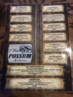 Menu photo 1 The Possum Saloon Lawrenceburg, IN