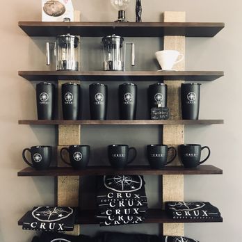 Crux Coffee Roasters - Wall of merch - Coffee Roasteries Near Me - Jupiter, Florida Crux Coffee Roasters - Wall of merch - Coffee Roasteries Near Me - Jupiter, Florida