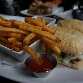 Theory - Theory Beef sandwich with seasoned fries. - Sports Bars Near Me - Chicago, Illinois