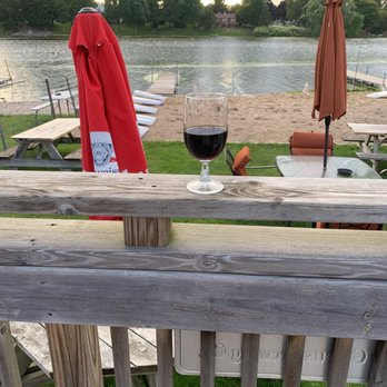 Whisky D's - Beautiful night on the patio looking at the river and enjoying my glass of wine - Bars Near Me - Two Rivers, Wisconsin
