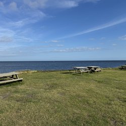 St Clair Landing Family Campground - Picnic tables by the sound side.