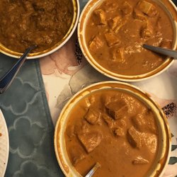 Mahek Restaurant & Lounge - From top to bottom - lamb vindaloo, butter paneer, butter chicken