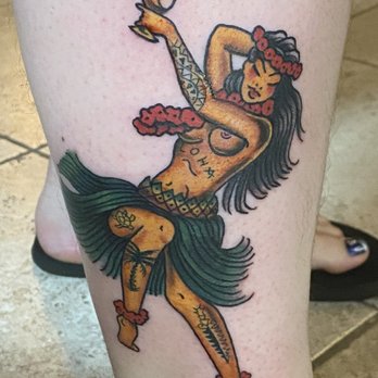Little Tsunami Tattoo - Hawaiian Sailor Jerry Woman done by Chanel! - Tattoo Near Me - Kapaa, Hawaii Little Tsunami Tattoo - Hawaiian Sailor Jerry Woman done by Chanel! - Tattoo Near Me - Kapaa, Hawaii