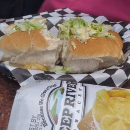 Small chicken salad sub. My wife ate half. Small chicken salad sub. My wife ate half.