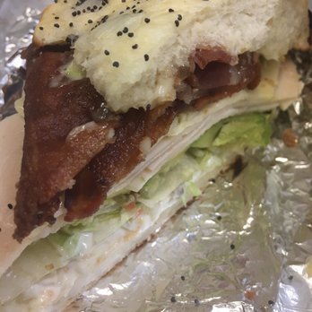 Roger's Deli & Donuts - The other half of my turkey club on onion roll, with extra bacon n avocado, hold the tomato! - Delis Near Me - Mountain View, California Roger's Deli & Donuts - The other half of my turkey club on onion roll, with extra bacon n avocado, hold the tomato! - Delis Near Me - Mountain View, California
