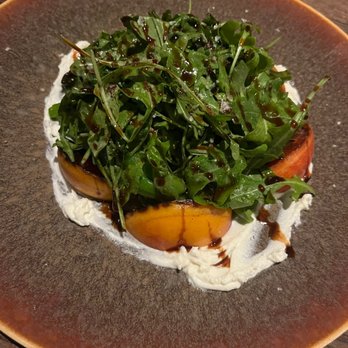 The Mayor's Table - Arugula with shishito peppers, grilled peaches, charred cashews and whipped goat cheese - Seafood Near Me - Newport Beach, California The Mayor's Table - Arugula with shishito peppers, grilled peaches, charred cashews and whipped goat cheese - Seafood Near Me - Newport Beach, California