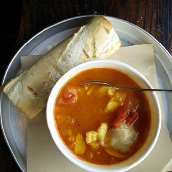 The Fish Counter - BC Bouillabaisse with bread - Fish & Chips Near Me - Vancouver, British Columbia