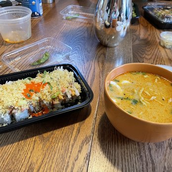 Sequoia - Flaming volcano roll & Sequoia ramen - Sushi Bars Near Me - Madison, Wisconsin