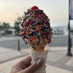 Mister Softee of Southern California - Small vanilla cone with rainbow sprinkles