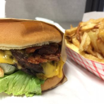 Burger Broiler - Double cheeseburger with bacon and fries - Burgers Near Me - Tacoma, Washington