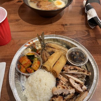 Peter's Kitchen - 2 entree combo with BBQ chicken and fried bangus - Ramen Near Me - Silverdale, Washington