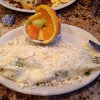 Cappys Cafe - Omelette with feta, side of fruit, toast out of frame - Breakfast & Brunch Near Me - Newport Beach, California