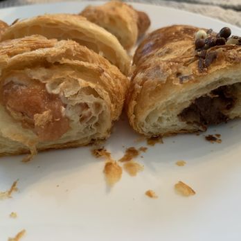 Kasama - Cut section of Apple cheese croissant and chocolate croissant - Filipino Near Me - Chicago, Illinois Kasama - Cut section of Apple cheese croissant and chocolate croissant - Filipino Near Me - Chicago, Illinois