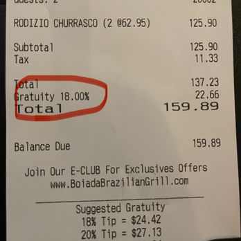 Boiada Brazilian Steakhouse - The bill hit us with 18% - Steakhouses Near Me - Spokane, Washington