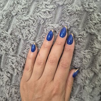 Boudoir Nail Bar - gel x manicure with gold color chrome French tips - Nail Salons Near Me - Chula Vista, California