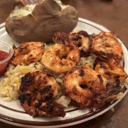 Grilled Gulf Shrimp and Baked Potato.
