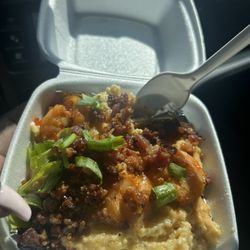 The Breakfast Box - Grits and shrimp!!! Yummy for the tummy!!!