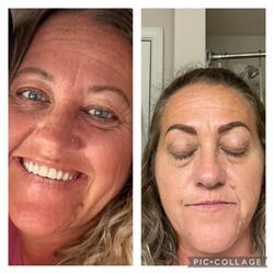 Permanent Beauty by Diana - Left picture is how my micro bladed eyebrows looked 4 years later.  Right picture is today after powder!!!!