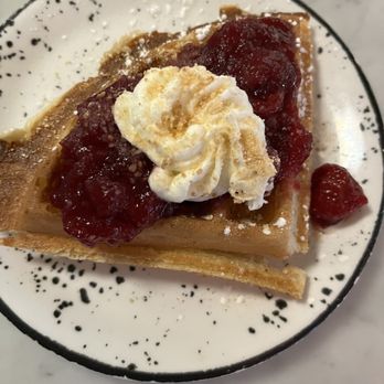 AMBAR Restaurant, Capitol Hill - Cherries compote waffle - Modern European Near Me - Washington, DC, District of Columbia